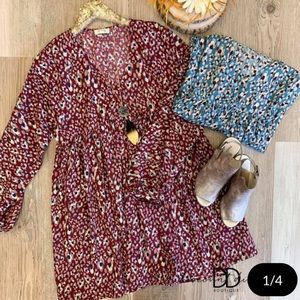 Umgee V-Neck Babydoll dress - TEAL